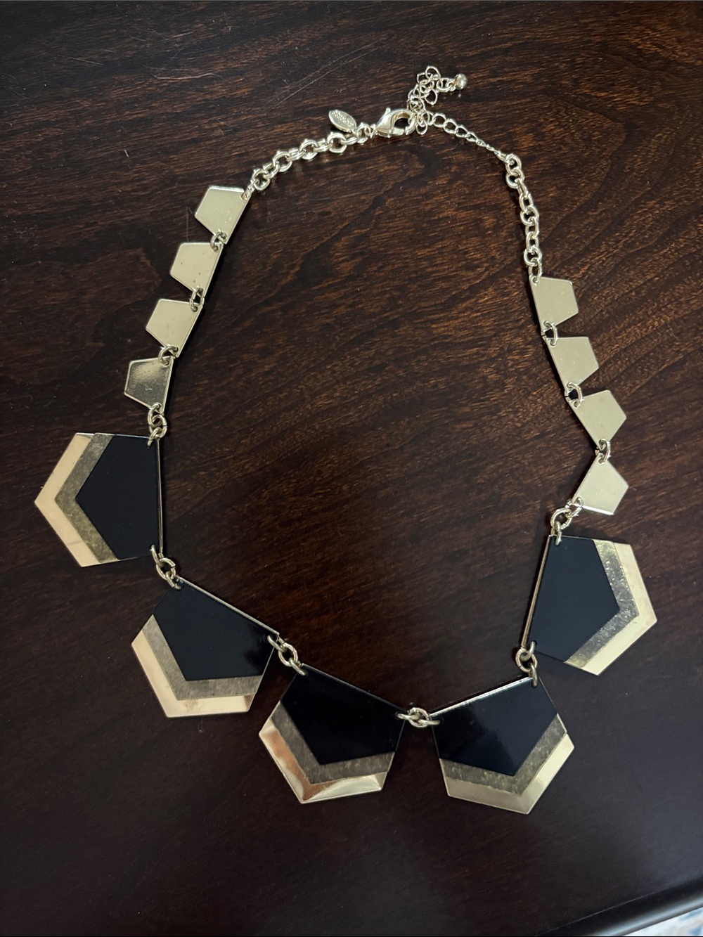 Gold and Black Geometric Statement Necklace